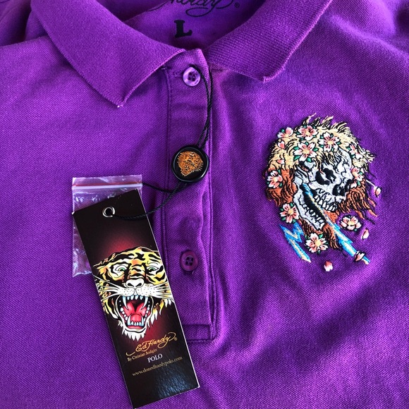 Shirt  polo Ed hardy original color purple new - Picture 3 of 3